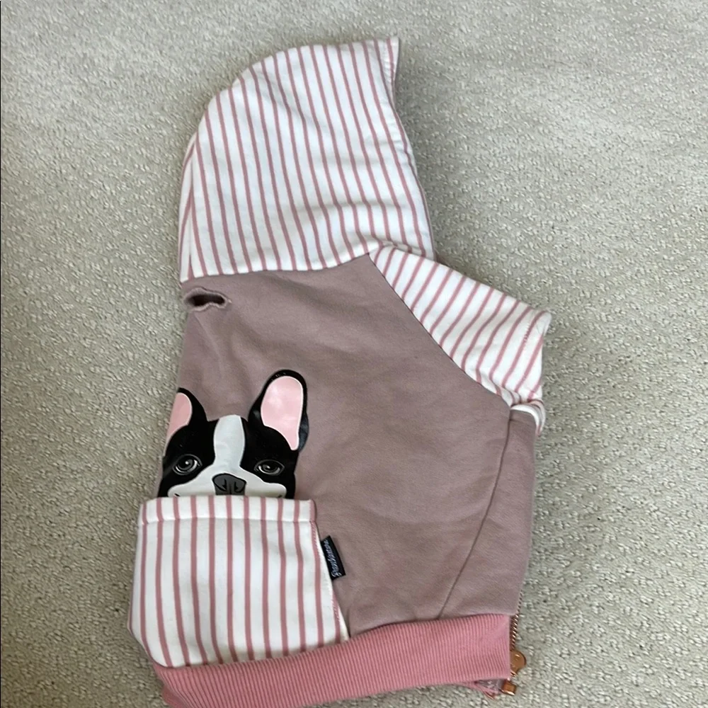 Pink and White Striped Dog Hoodie
